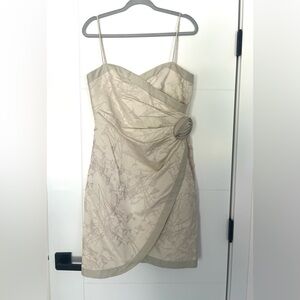 ARMANI COLLEZIONI DRESS Cream Beige SPAGHETTI STRAPS Rose Detail Sz46/10